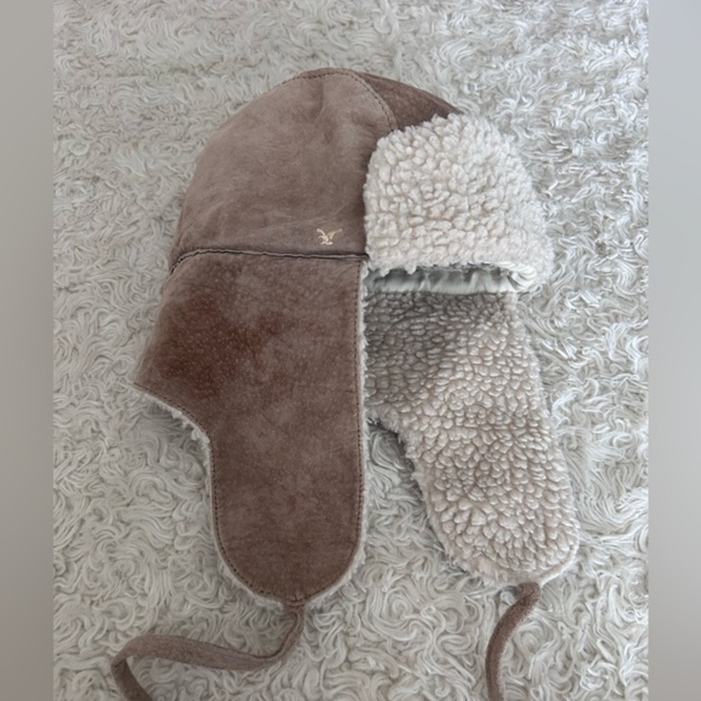 American Eagle Outfitters Kids Brown and Cream Aviator Hat